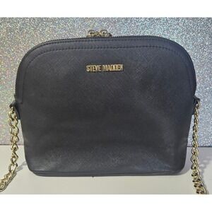 STEVE MADDEN Black Dome BMaggie Crossbody Bag Satchel Gold Chain Strap Zip‎ SM